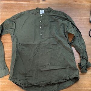 Zara Green Casual Button Down Shirt Relaxed Fit